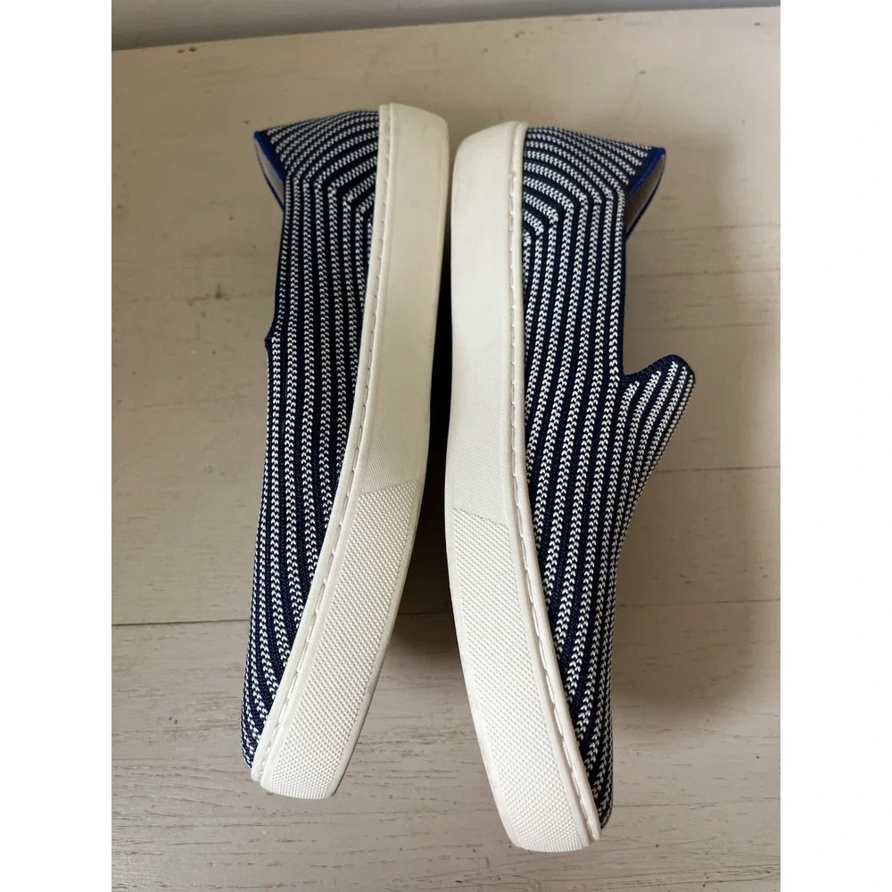 Rothy's Riviera Women's Slip-On Shoes, Size 9, Blue White Pinstripe Sneaker